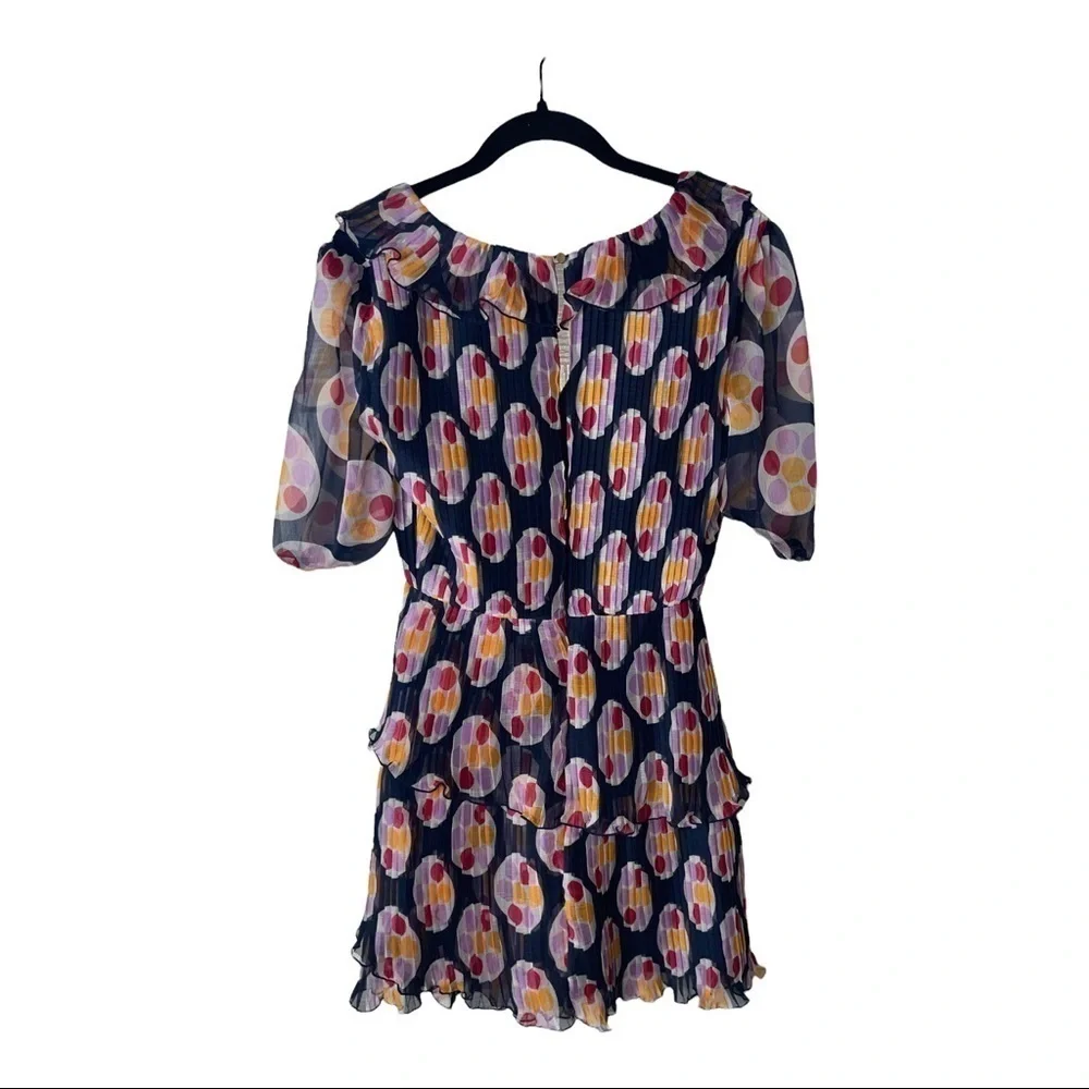 Talulah Anthro Bisous Ruffle Printed Mini Dress Purple Multicolor XS